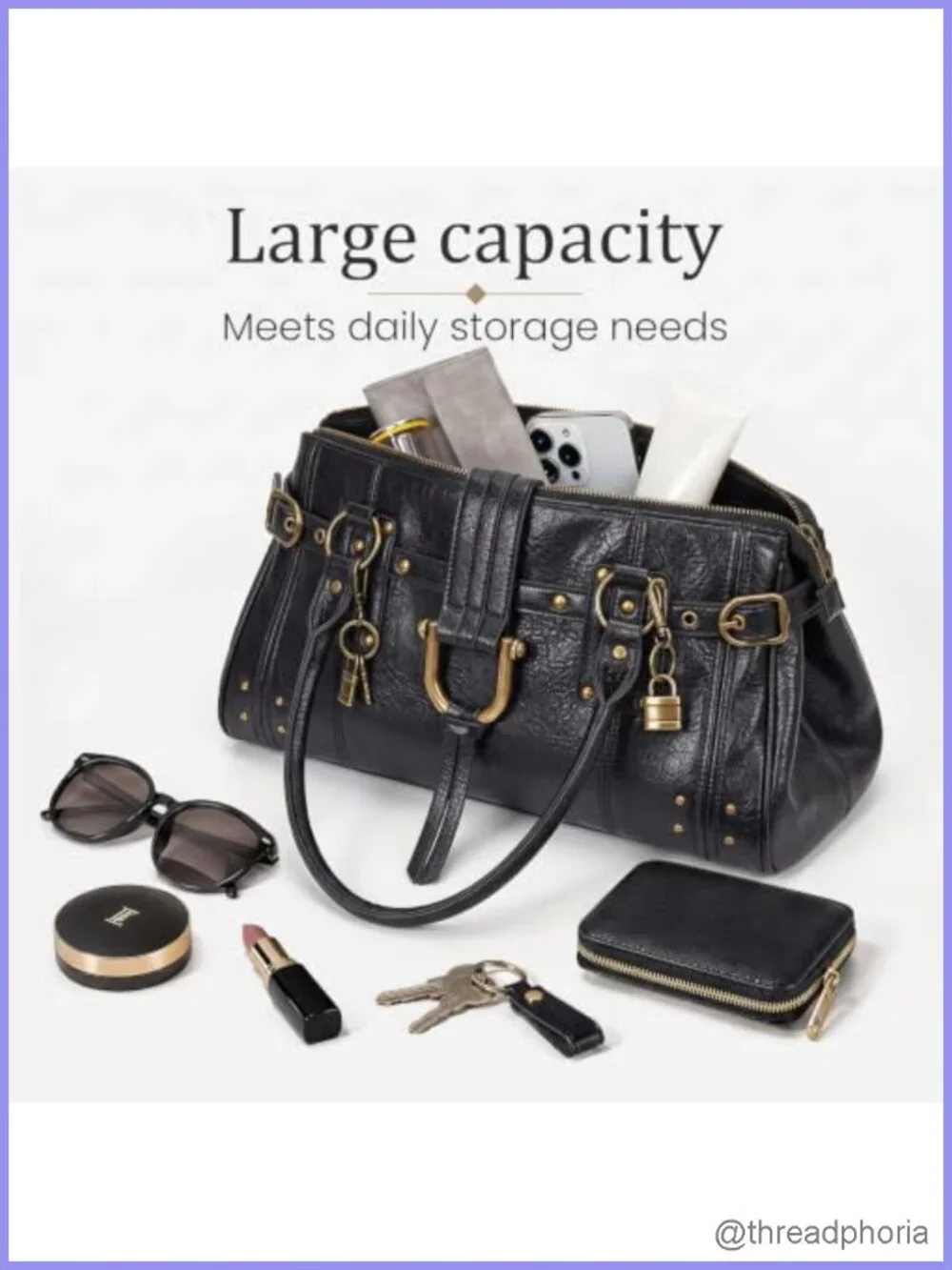 Slouchy Y2K Hobo Bag Faux Leather Shoulder Purse Retro Distressed Hardware